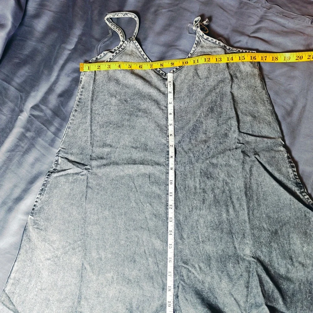 Zenana‎ Lyocell Acid Washed Jumper Black Wide Leg Jumpsuit Sleeveless small boho